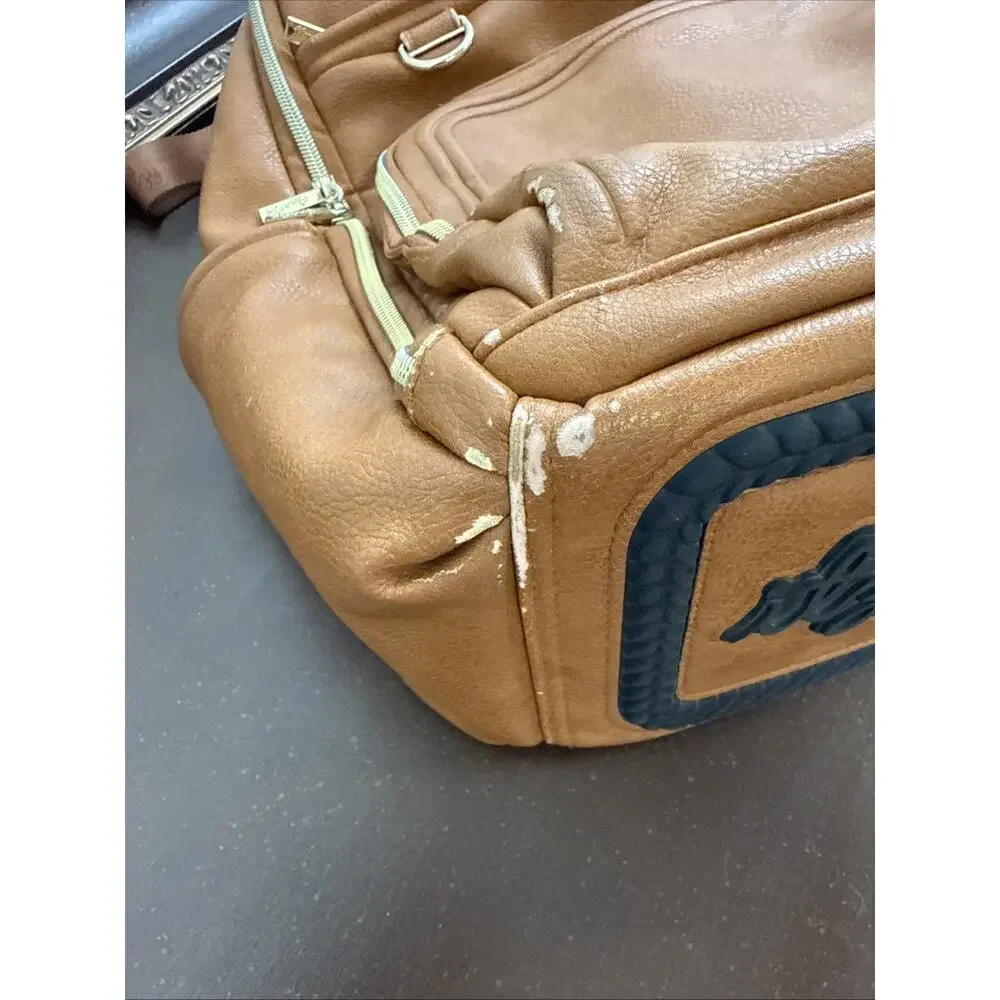 Itzy Ritzy Diaper Bag Cognac Backpack Vegan Leather Gold Hardware Tik Tok Bag